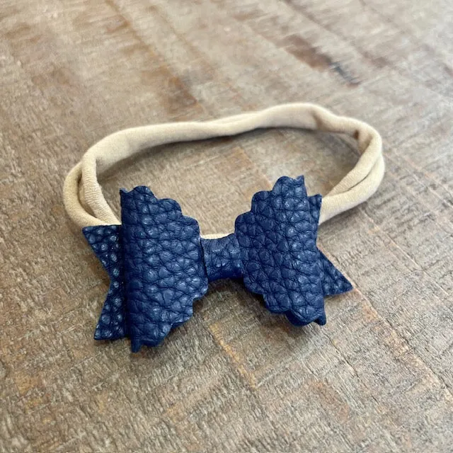 Scallop Pleather Bow Headband