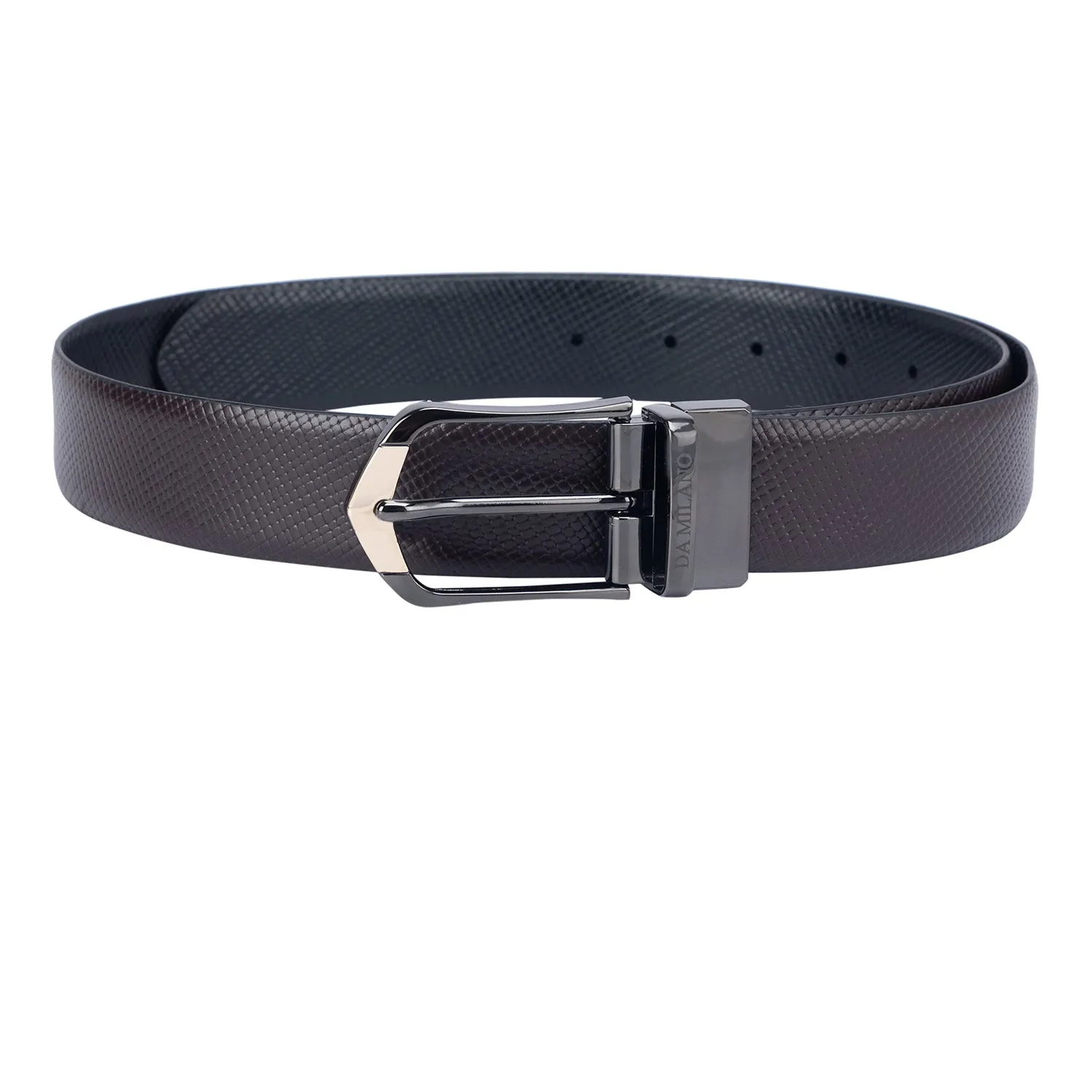 Semi Formal Matrix Leather Reversible Belt - Brown