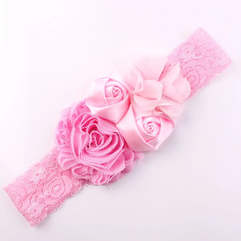 Shabby Lace Baby Headband Chic Flower Girls Headband Hair Bow Flower Headband for Baby Girl Children Hair Accessories