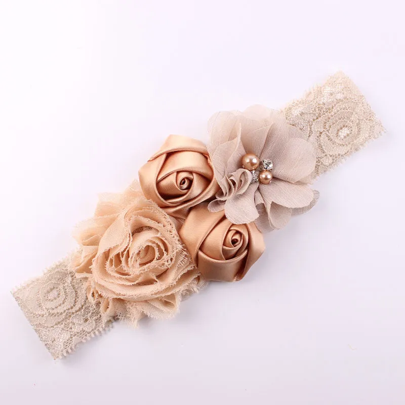 Shabby Lace Baby Headband Chic Flower Girls Headband Hair Bow Flower Headband for Baby Girl Children Hair Accessories