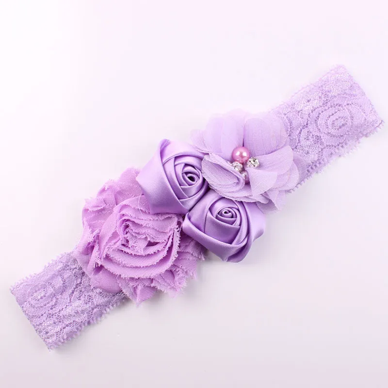 Shabby Lace Baby Headband Chic Flower Girls Headband Hair Bow Flower Headband for Baby Girl Children Hair Accessories