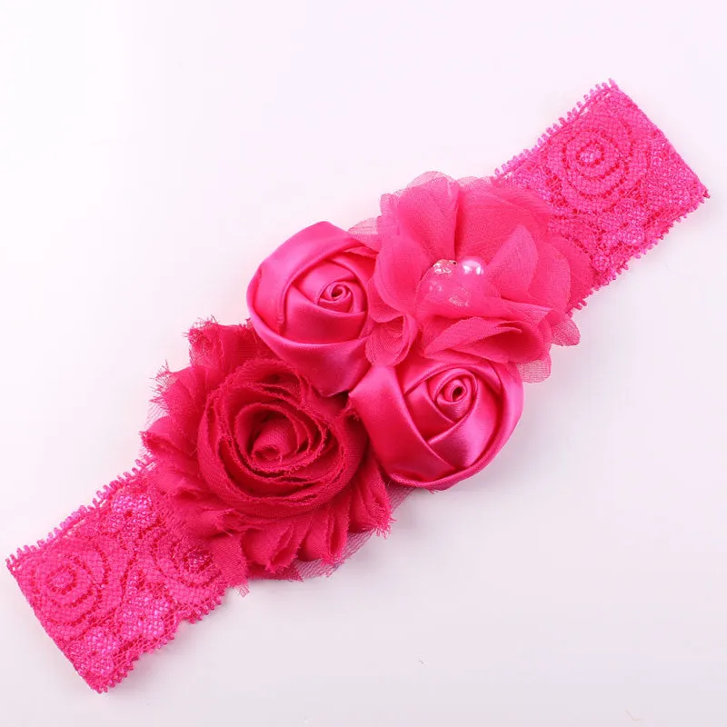 Shabby Lace Baby Headband Chic Flower Girls Headband Hair Bow Flower Headband for Baby Girl Children Hair Accessories