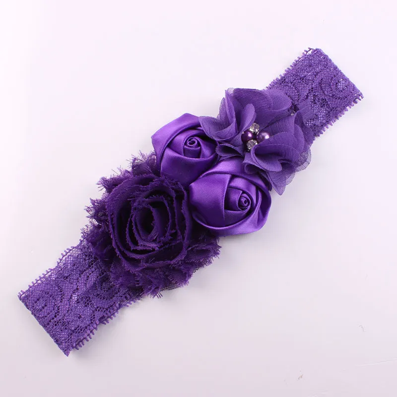 Shabby Lace Baby Headband Chic Flower Girls Headband Hair Bow Flower Headband for Baby Girl Children Hair Accessories