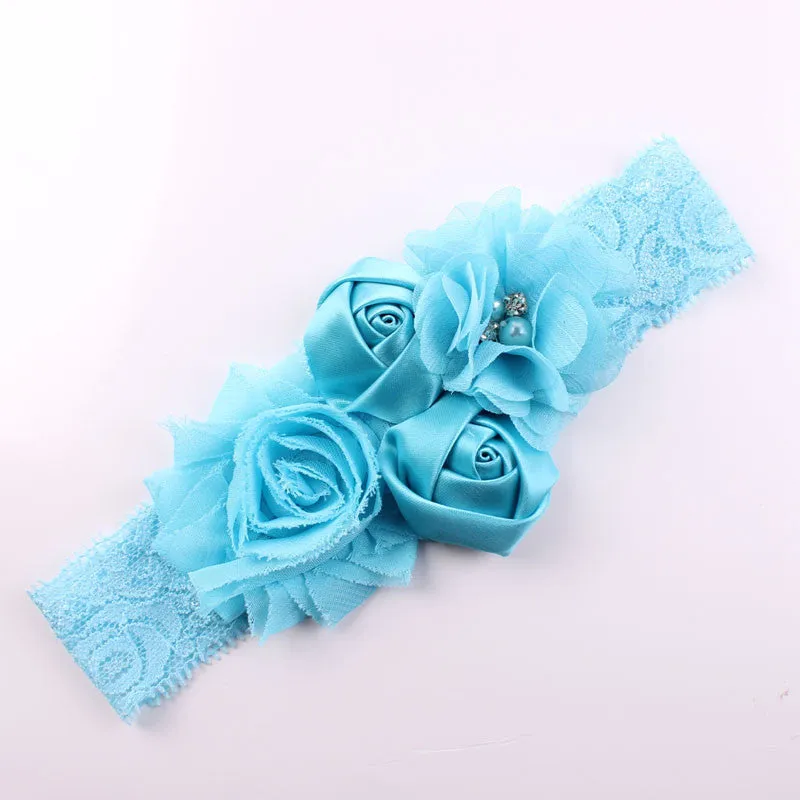 Shabby Lace Baby Headband Chic Flower Girls Headband Hair Bow Flower Headband for Baby Girl Children Hair Accessories