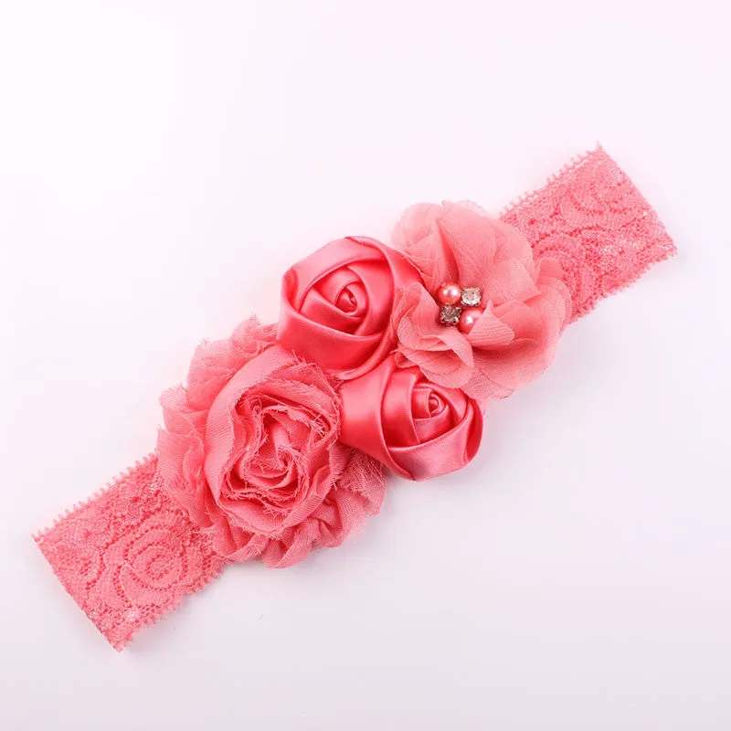 Shabby Lace Baby Headband Chic Flower Girls Headband Hair Bow Flower Headband for Baby Girl Children Hair Accessories