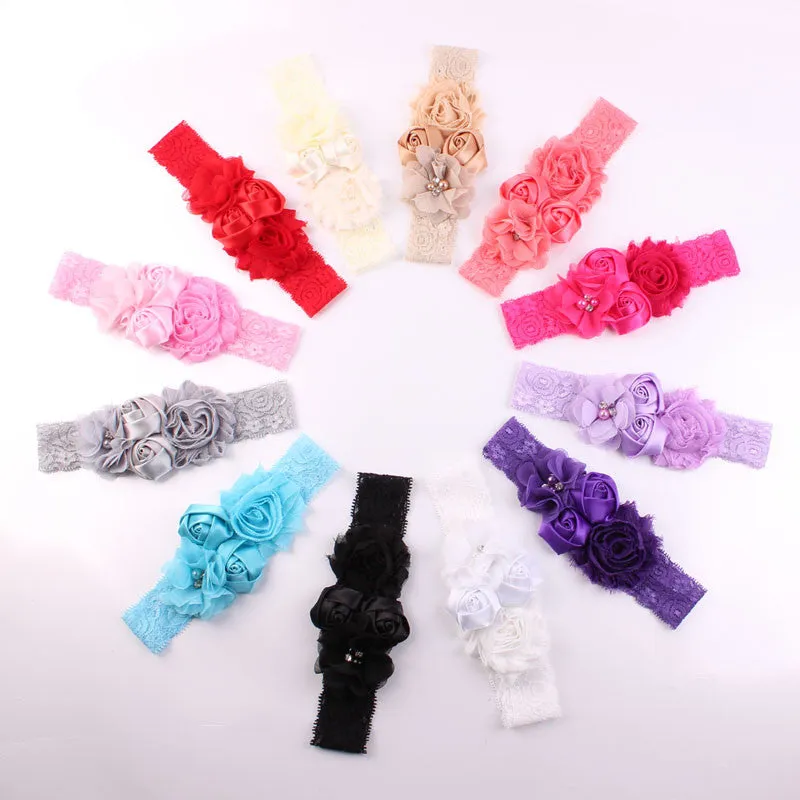Shabby Lace Baby Headband Chic Flower Girls Headband Hair Bow Flower Headband for Baby Girl Children Hair Accessories