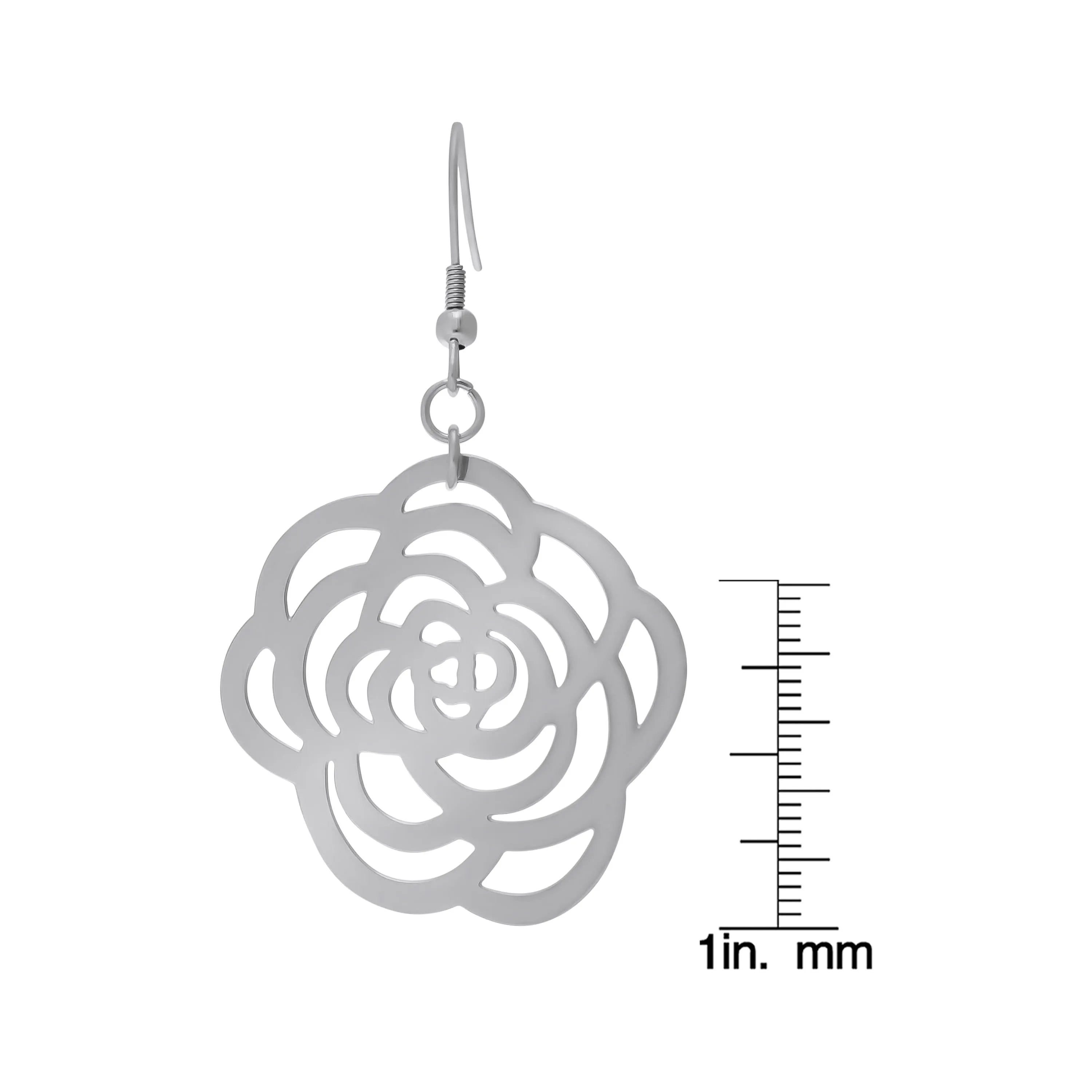 Silver-plated Stainless Steel Flower Earrings