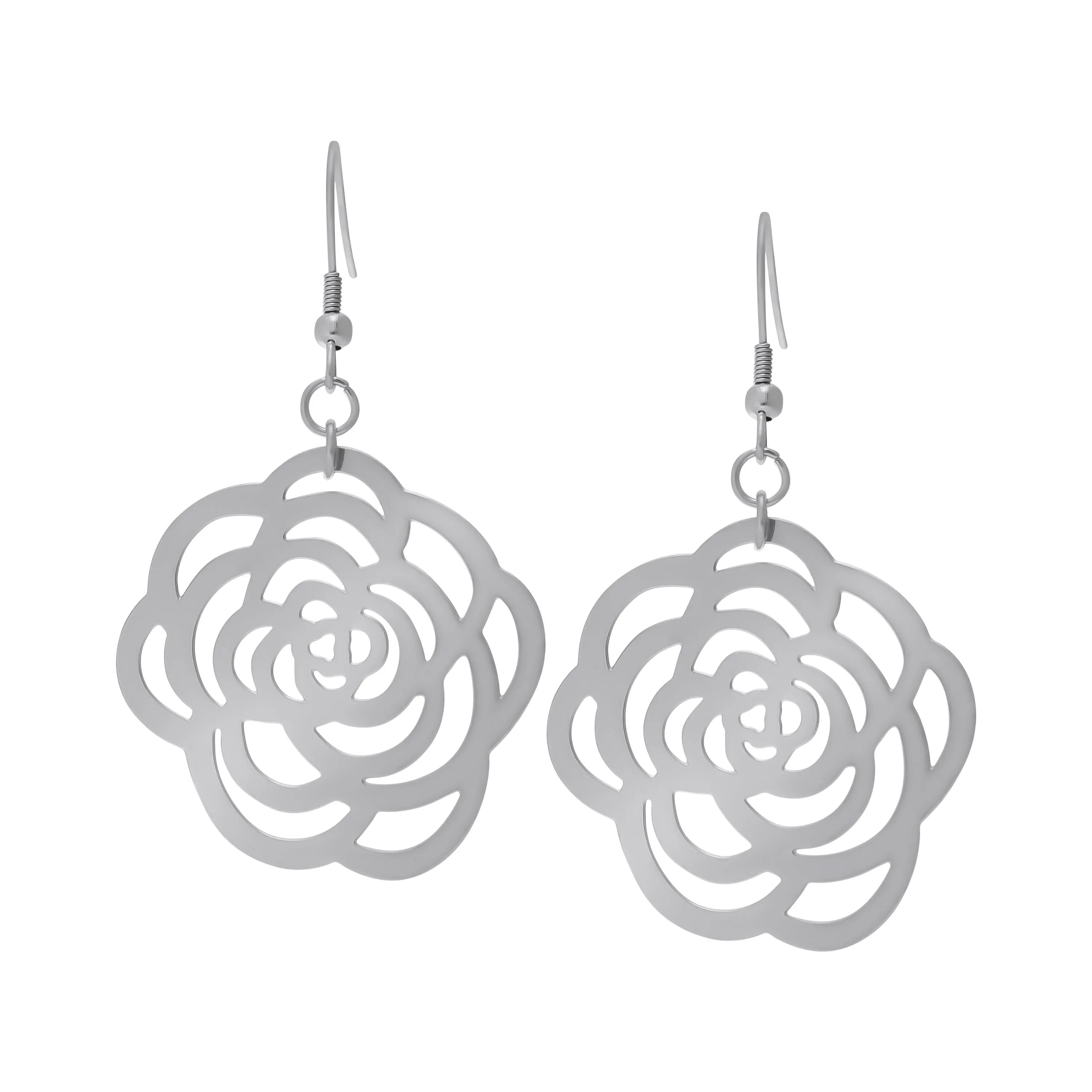 Silver-plated Stainless Steel Flower Earrings