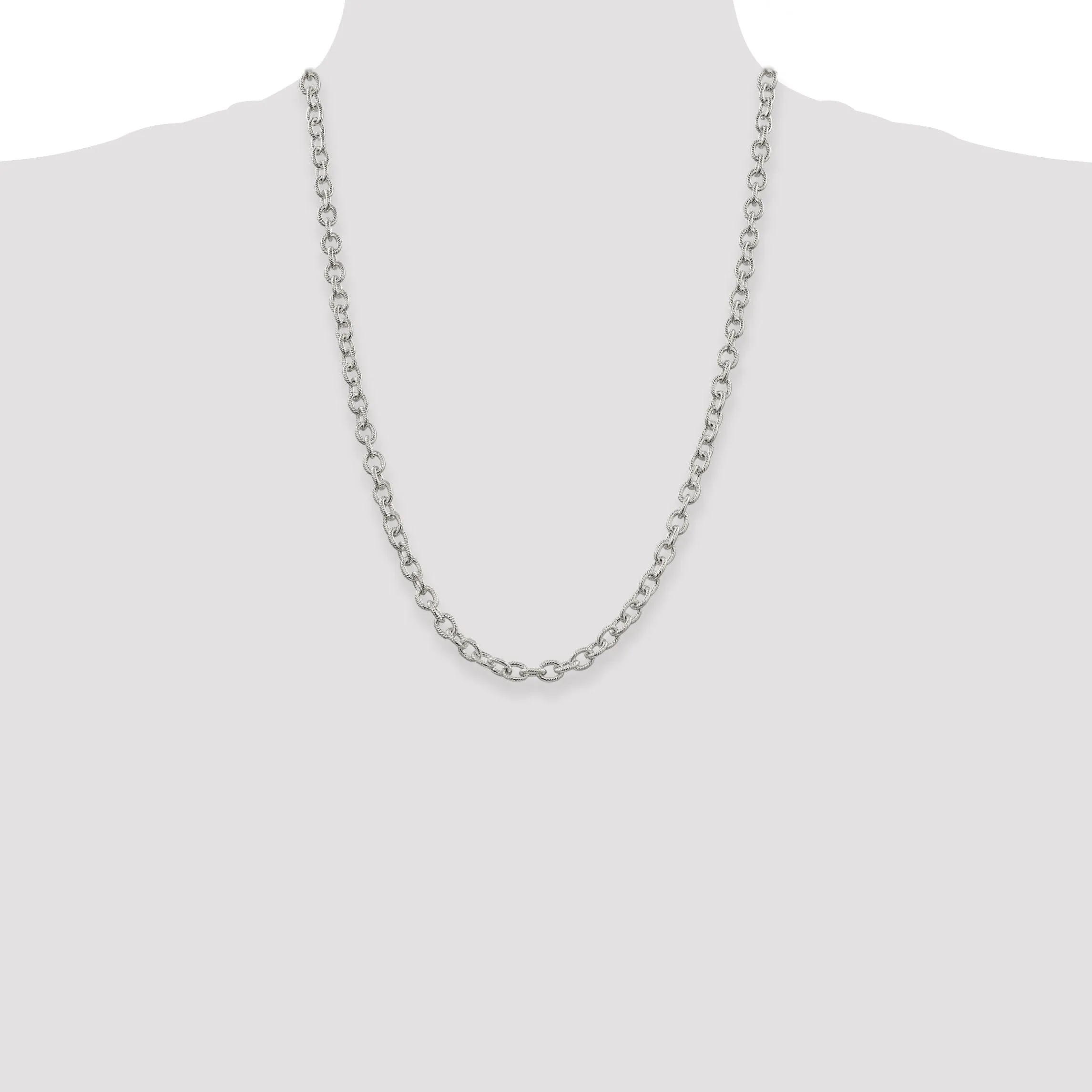 Silver Polished 6.25-mm Fancy Rolo Chain