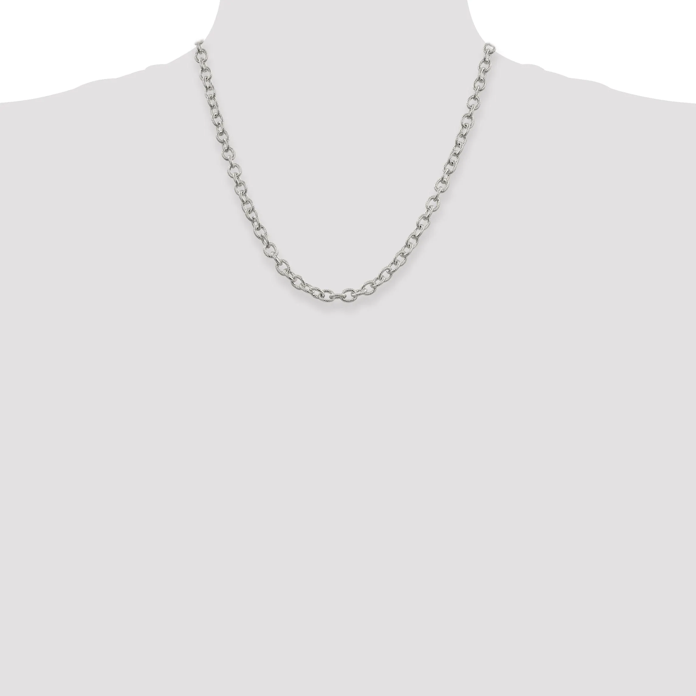 Silver Polished 6.25-mm Fancy Rolo Chain