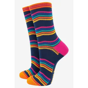 Sock Talk Multi Bamboo Rainbow Stripe Socks