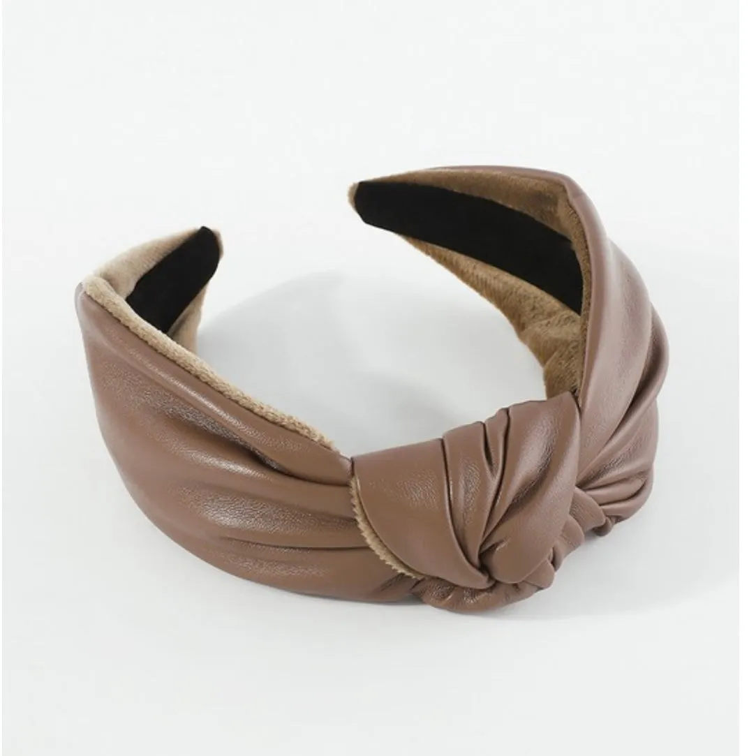 Soft Vegan Leather Topknot Headbands (4 Color Options)