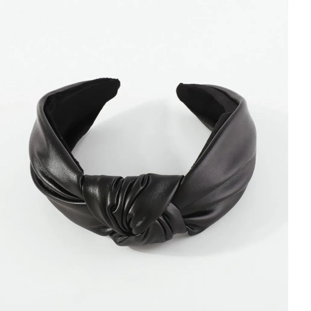 Soft Vegan Leather Topknot Headbands (4 Color Options)