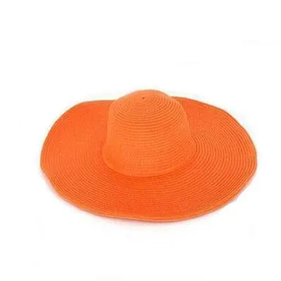 Solid Color Fashion Seaside Sun Visor Hat Large Brimmed Straw Sun Hat Folding Beach Hat
