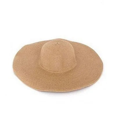 Solid Color Fashion Seaside Sun Visor Hat Large Brimmed Straw Sun Hat Folding Beach Hat