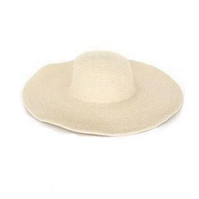 Solid Color Fashion Seaside Sun Visor Hat Large Brimmed Straw Sun Hat Folding Beach Hat