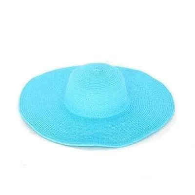 Solid Color Fashion Seaside Sun Visor Hat Large Brimmed Straw Sun Hat Folding Beach Hat