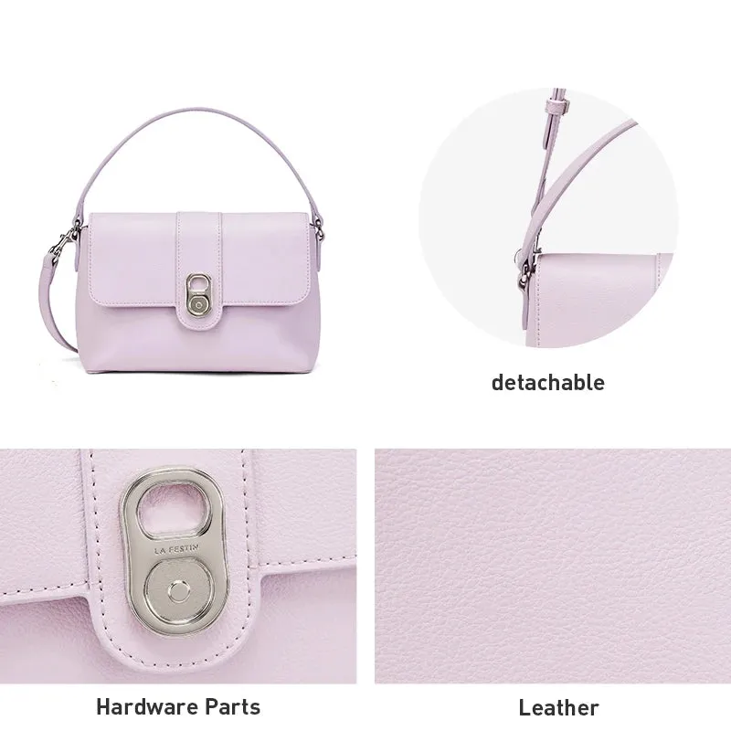 Split Leather Versatile Flap Clouse Crossbody Square Bag