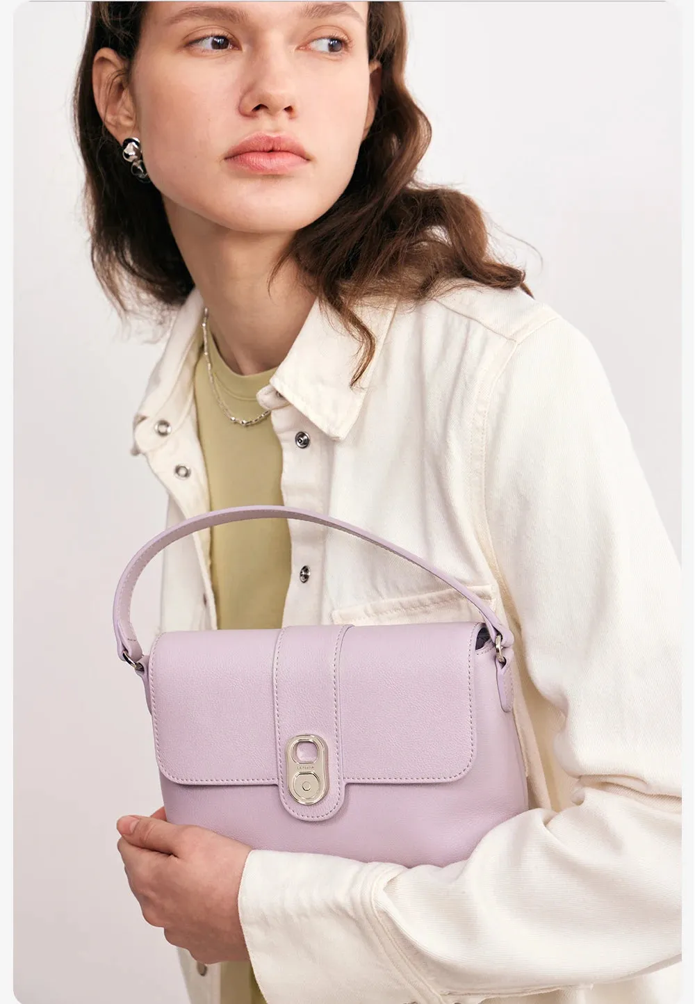 Split Leather Versatile Flap Clouse Crossbody Square Bag