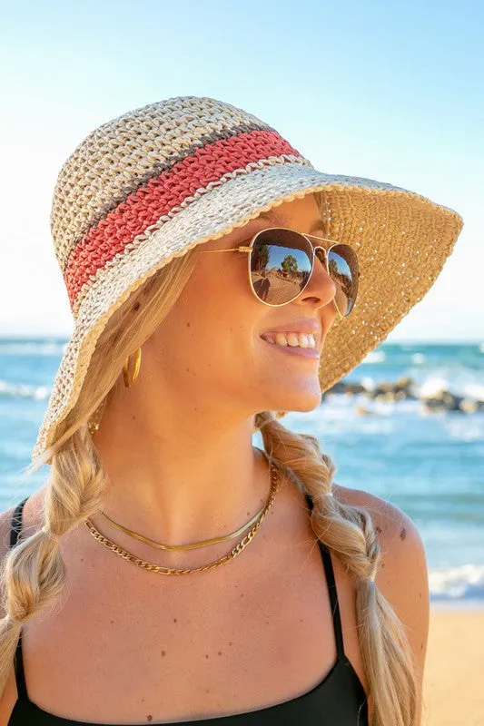 Stripe Accent Straw Bucket Hat *Online Only*
