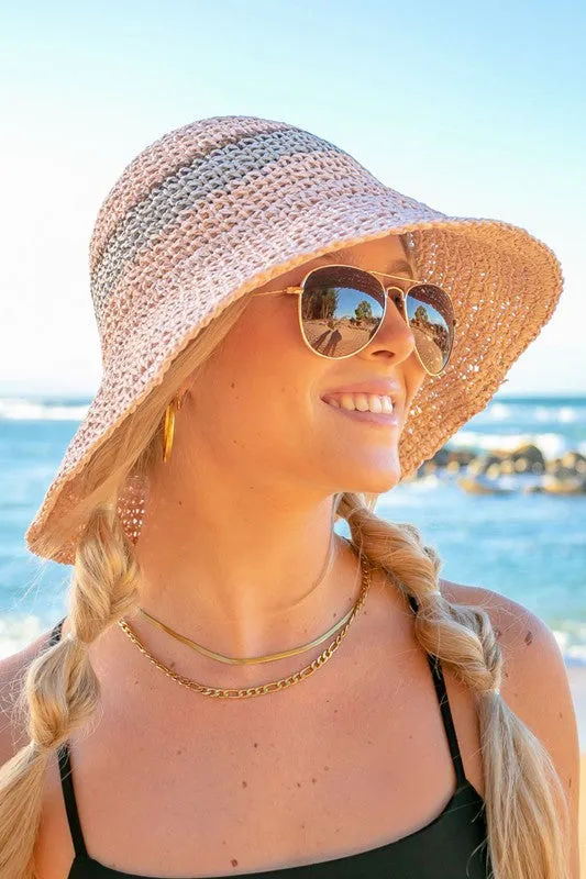 Stripe Accent Straw Bucket Hat *Online Only*