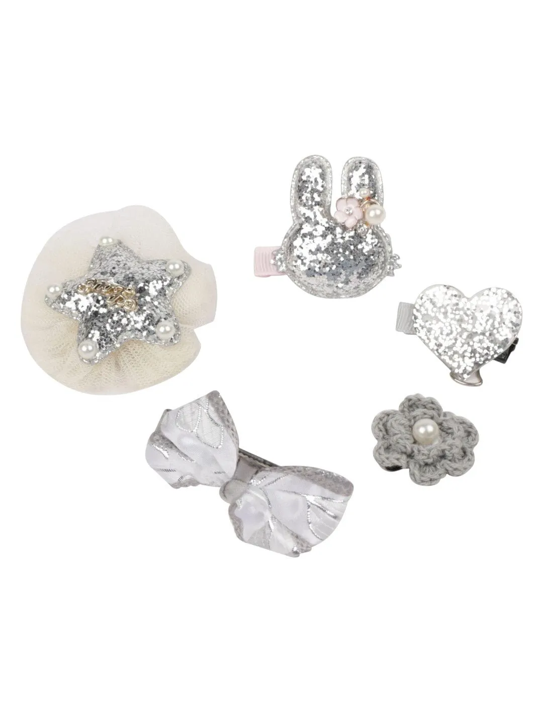 Stylish Hair Clip Box Set for Girls- Pack of 3, Peach, Silver & Purple