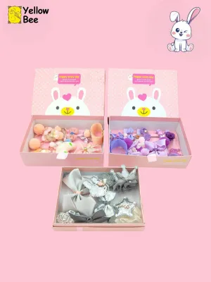 Stylish Hair Clip Box Set for Girls- Pack of 3, Peach, Silver & Purple
