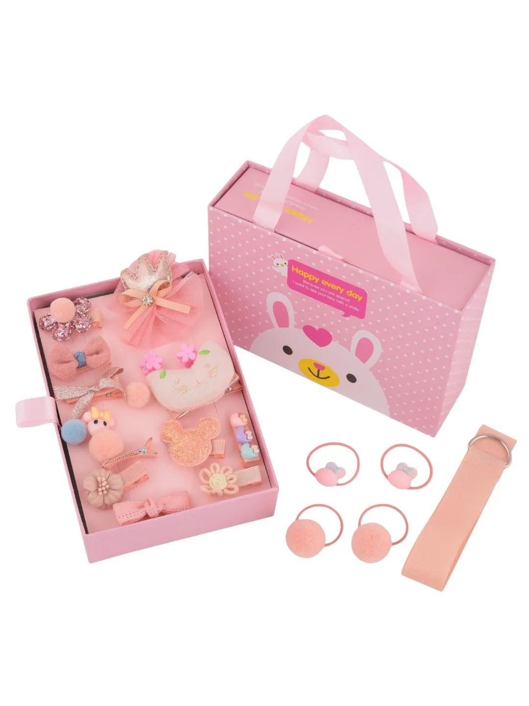 Stylish Hair Clip Box Set for Girls- Pack of 3, Peach, Silver & Purple