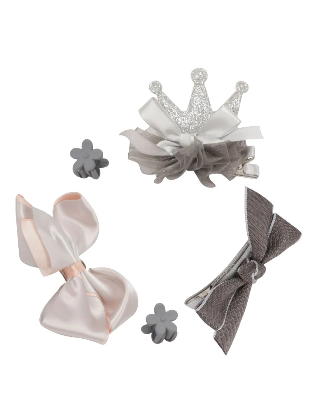 Stylish Hair Clip Box Set for Girls- Pack of 3, Peach, Silver & Purple