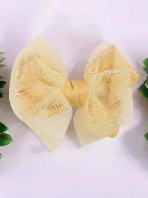 Sunshine Bliss Tulle Hair Bow for Girls- Yellow