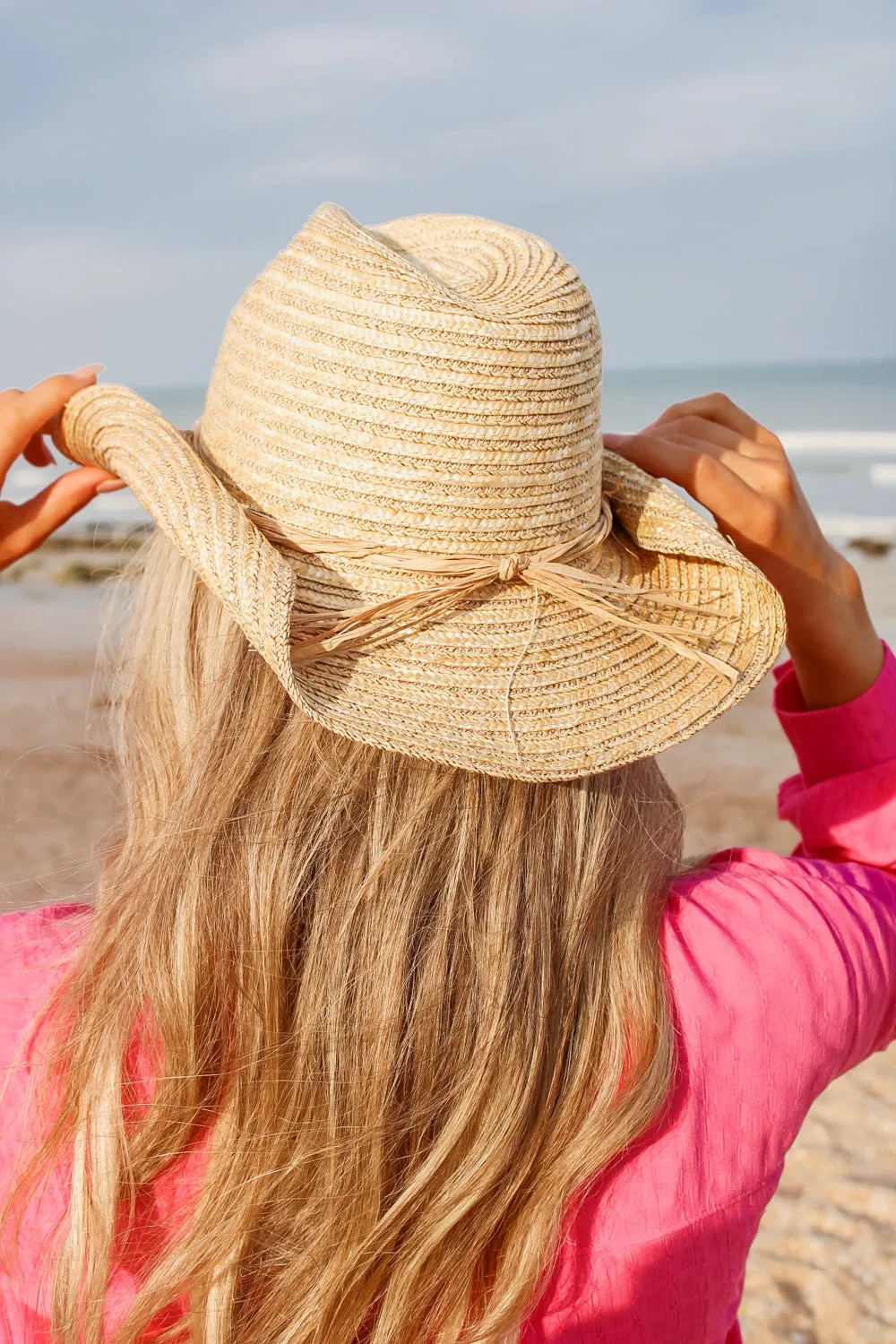 The Cassidy Western Shell Trim Straw Hat - Natural