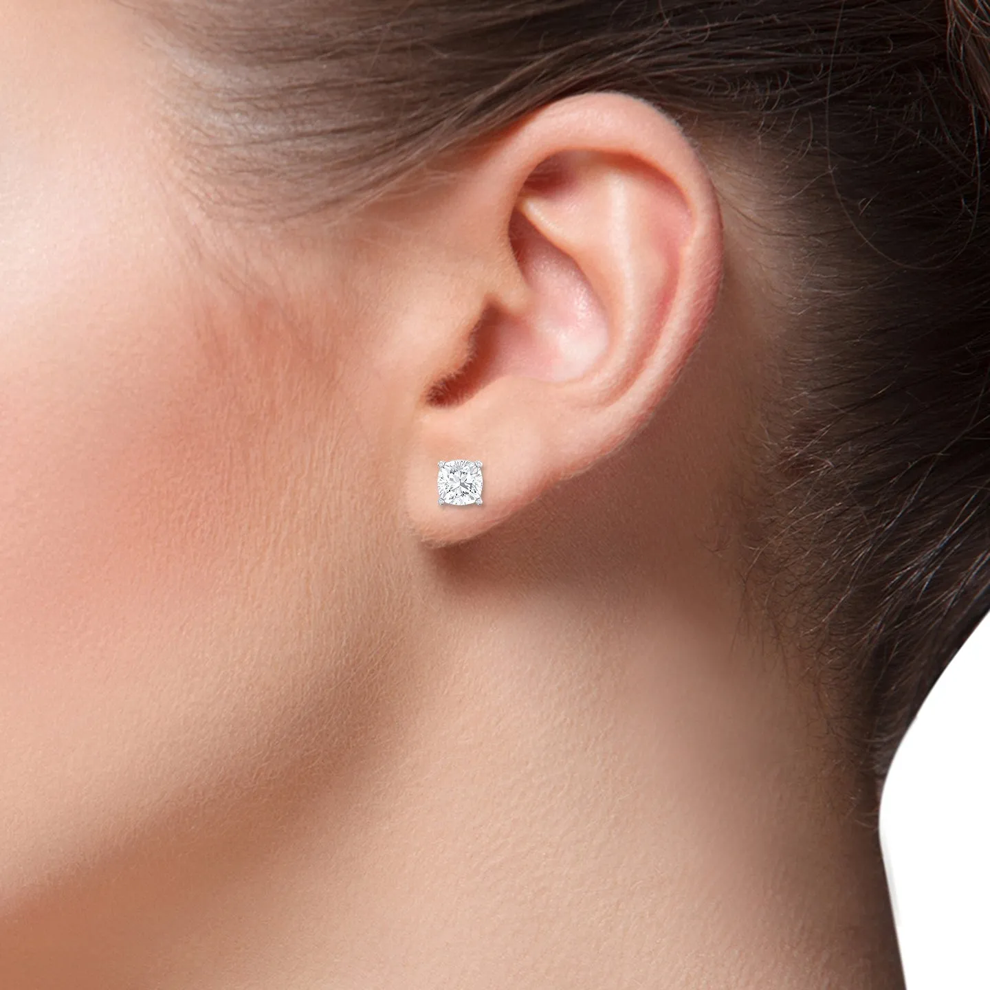 Timeless Cushion Lab Grown Diamond Stud Earrings