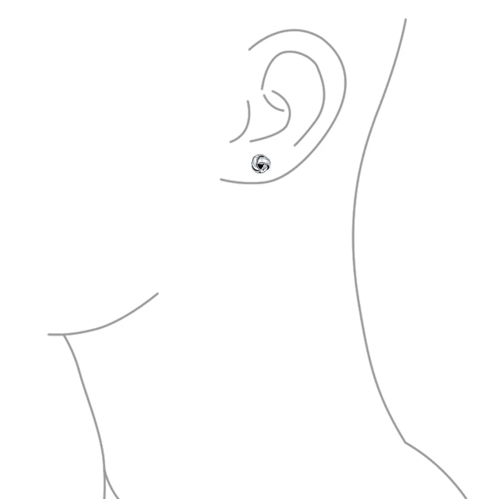 Traditional Braided Edge Drop Ball Earrings Love Knot 10MM Oxidized Sterling Silver