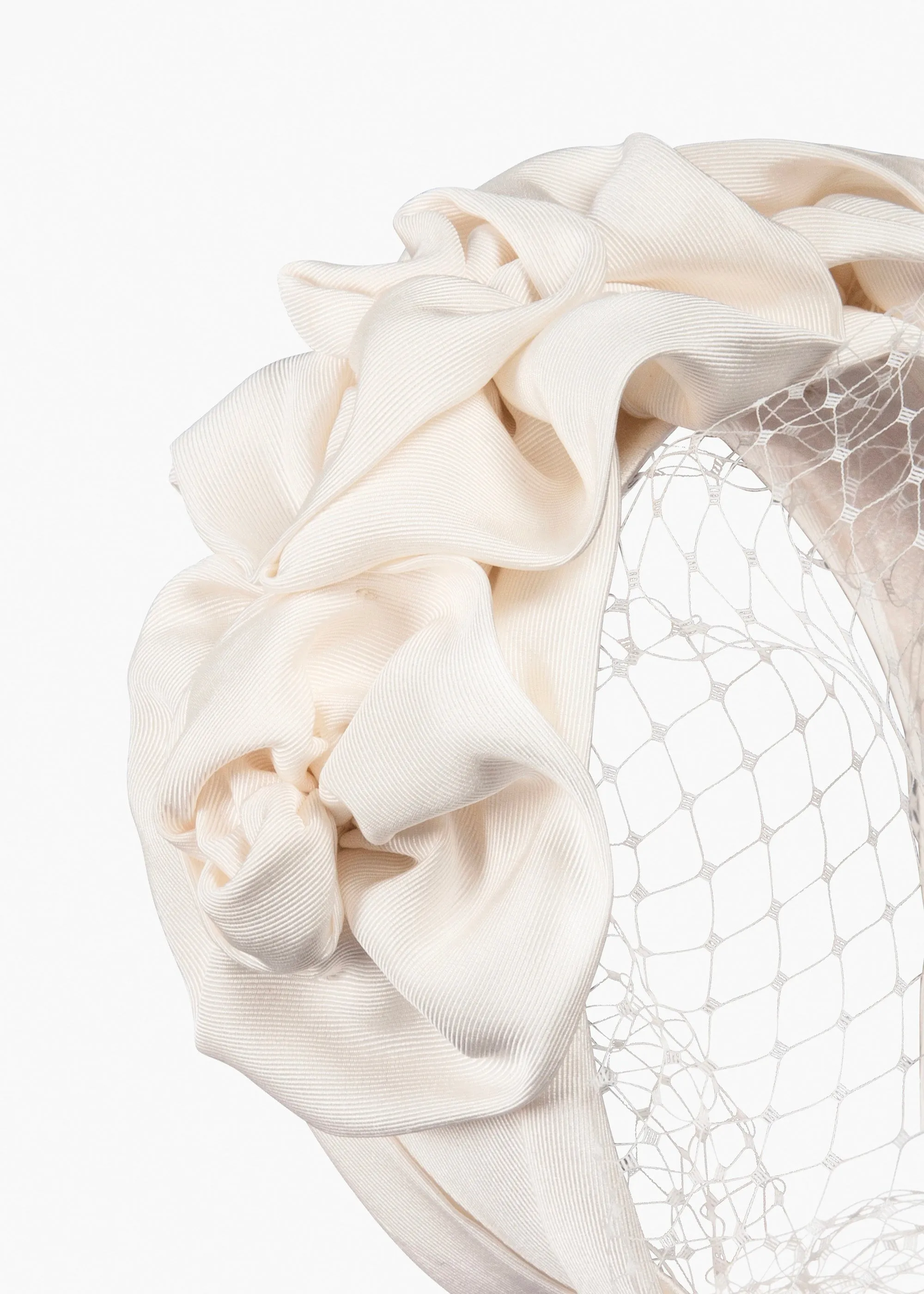 Triple Rosette with Veil -- Cream
