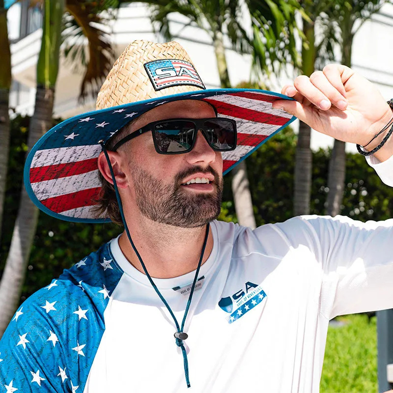Under Brim Straw Hat | American Flag 2.0