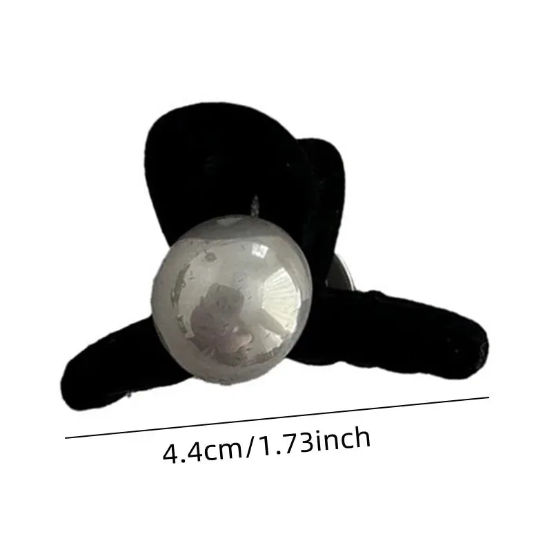 VAIGE 4.4cm Velvet Mini Pearl Hair Claw Clips - Elegant Solid Hair Accessories for Women